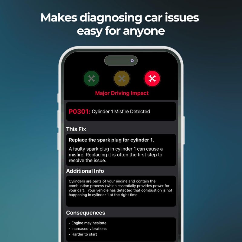 FIXD Bluetooth OBD2 Scanner for Car - Car Code Readers & Scan Tools for iPhone & Android - Wireless OBD2 Auto Diagnostic Tool to Check Engine & Fix All Cars & Vehicles â€˜96 or Newer (2 Pack) - Image 3